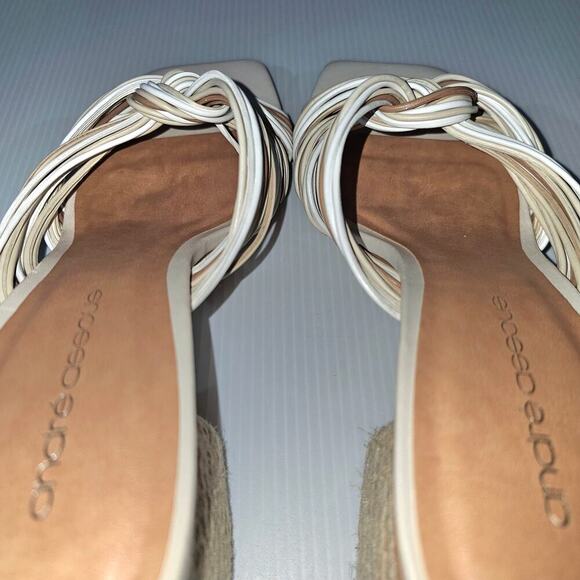 Andre Assous Kelsie Sandal Womens 9 Cream Tan Leather Jute Twist Slide Mule - Picture 11 of 14